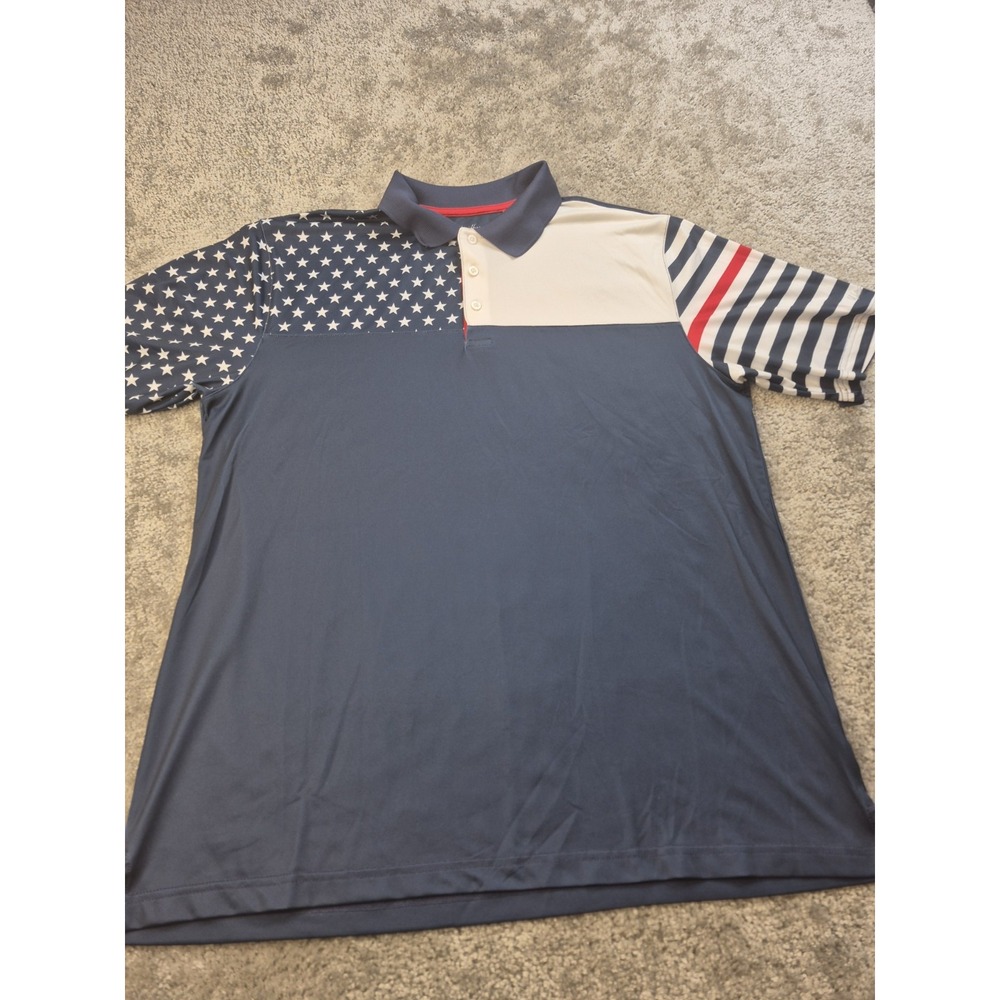 Walter Hagen Shirt Mens XL Performance Stretch‎ American Flag Polo